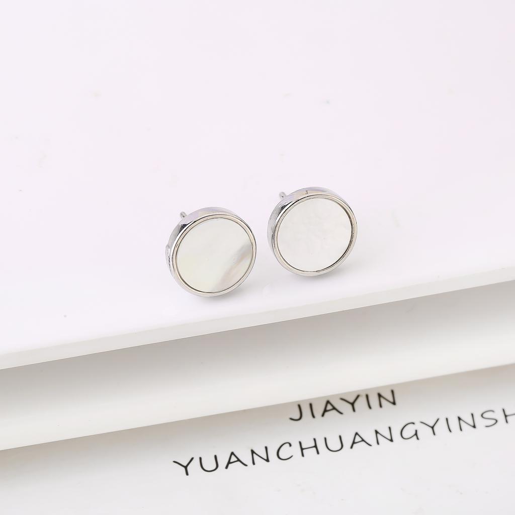Natural Shell Square Round Butterfly Gold/Silver Stud Earrings Minimalist for Women Girls New Fashion Jewelry Daily Wear