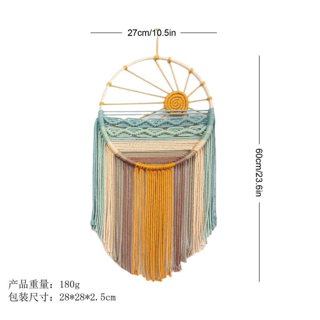 Colorful Ring Fringe Tapestry Handwoven Bohemian Wall Hanging Decor for Living Room Bedroom