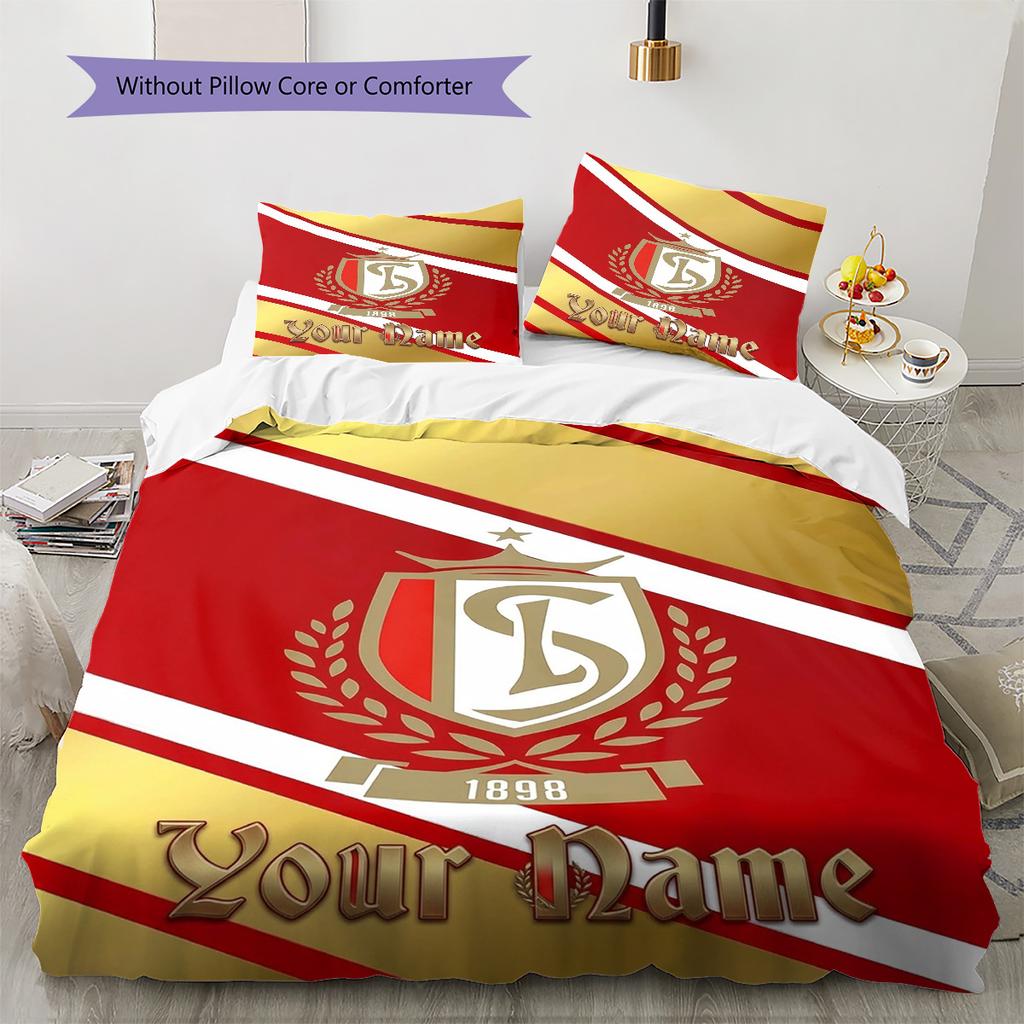 Crest Legacy Custom Name Pattern Bedding Quilt Set Quilt Cover Pillowcase Home Birthday Gift(1 * duvet cover + 2 * pillowcase, without core)