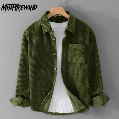 Autumn and Winter Men Shirts Retro Style Corduroy Thicken Button Shirt Daily Casual 100% Cotton Men Clothing