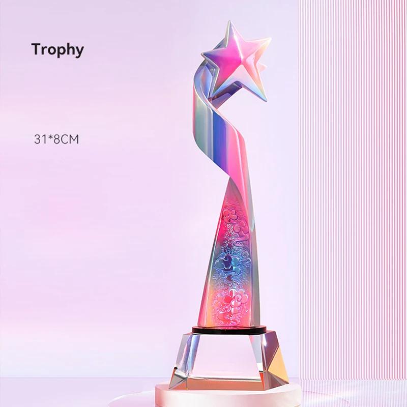 

Customized High-End Colorful Resin Crystal Trophy Excellent Employee, Dance Souvenirs Home Decor Award Honor Lettering Medal 1Pc