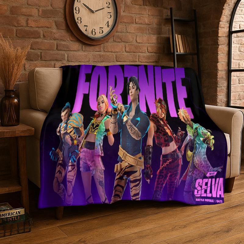 

Cartoon F-Fortnite Game Gamer Flannel Blanket Soft Warm Throw Blanket for Bedroom Living Room Bed Travel Camping Picnic Gift 75x90cm