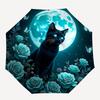 1pc Blue Rose & Butterfly Moonlit Night Automatic Folding Umbrella, 8 Bone Iron Frame, Portable Design for Outdoor Use, Perfect Gift for Fans, Tr