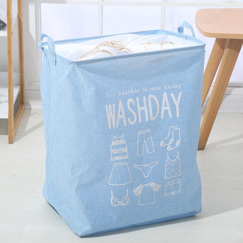 Large-Capacity Cotton Linen Storage Bags - Water-Proof Drawstring Bags for Clothes & Moving синий