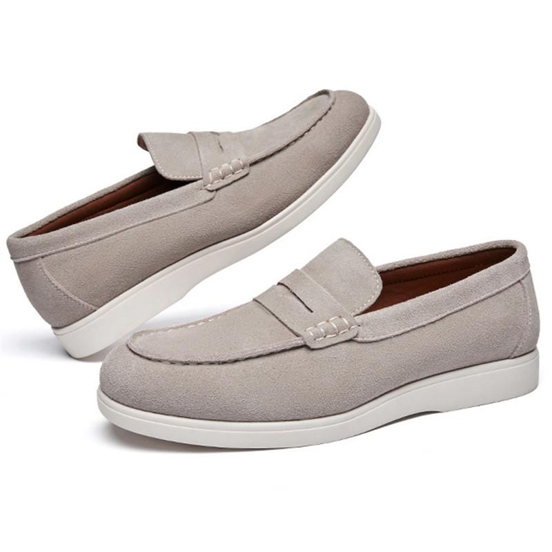 Moda Nuove Scarpe Piatte da Uomo in Pelle Scamosciata a Punta Slip-On Scarpe Eleganti da Uomo Designer Penny Loafers Calzature per Homecoming Matrimonio