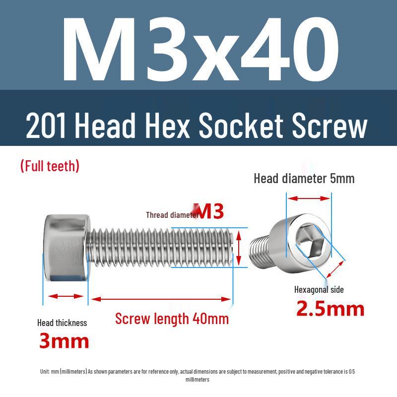 Yigu 201 Stainless Steel Cup Head Hexagon Screws and Bolts - M3, M4, M5, M6