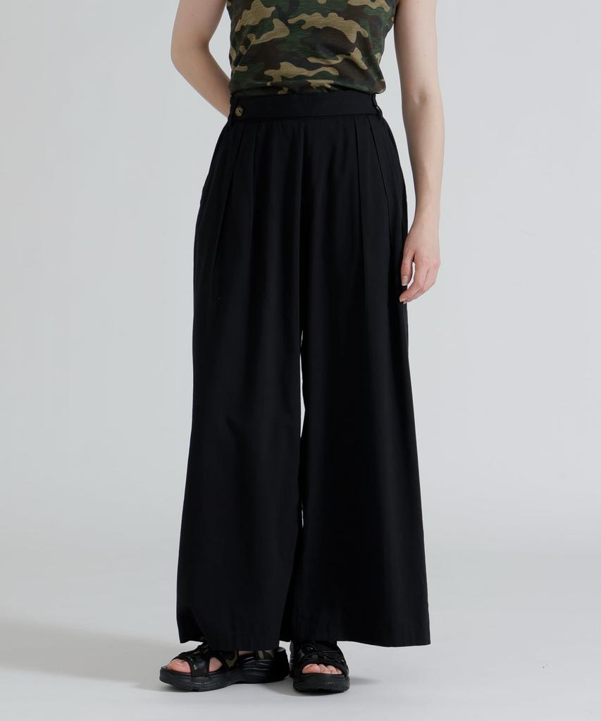 AVIREX DESIGN BELT TUCK DETAIL PANTS, Long Bottoms, Easy Waist, Casual, Loose Fit, Women's, One Size, 010 black, 783-6110601