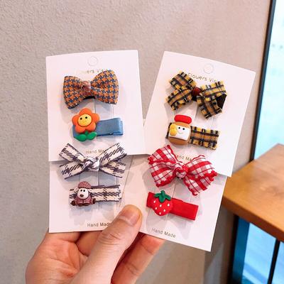 Neue 2 stücke Gilrs Nette Schleife Blume Haar Clips Spitze Plaid Kint Haarnadeln für Baby Mädchen Koreanischen Stil Kind haar Zubehör