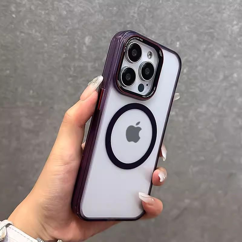 Acrylic Magnetic Suction Suitable for Apple 16prox Mobile Phone Case IPhone 15 Ice Color Transparent 14 Metal Ring Protection Case
