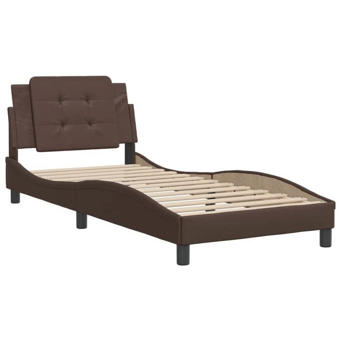 VidaXL Bed Frames with Headboard, Upholstered Bed, Single Bed, Adult Bedroom Interior Bed, Brown 90x200 Cm 3208158