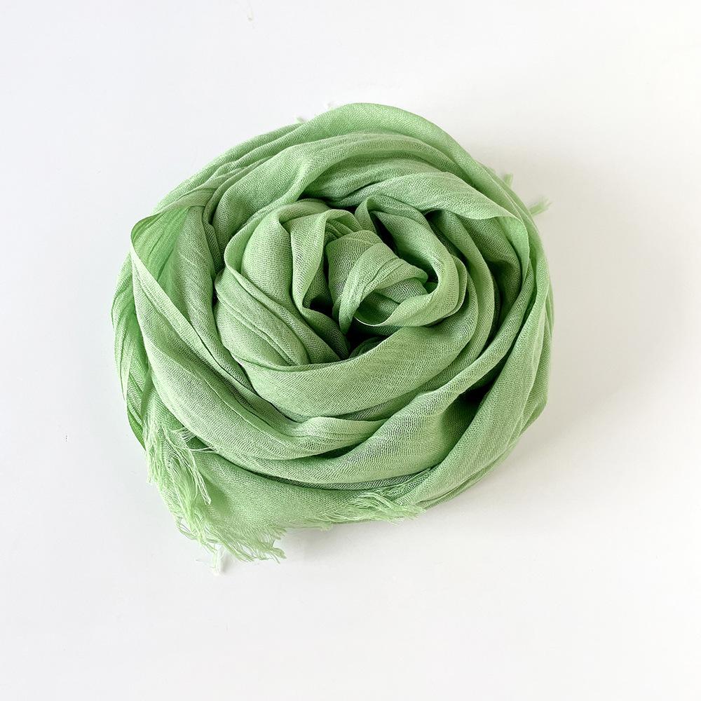 Solid Color Scarf Cotton and Linen Shawl Yarn Women's Summer Sunscreen Headscarf Retro Yarn Lengthened