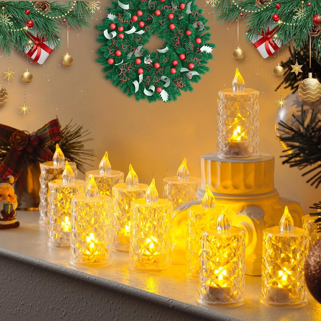 3PCS Flameless LED Light Candle LED Crystal Candle Light Electronic Night Lamp Dating Party Holiday Home Wedding Decoration
