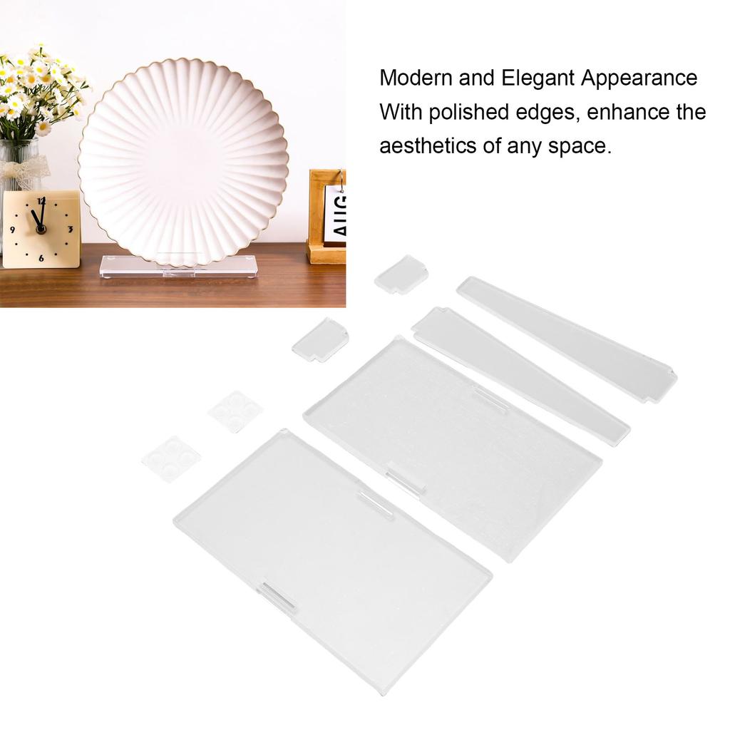 2 Sets Acrylic Easel Stand Multifunctional Stylish Look Compact Clear Picture Display Holder for Phone Book Decorative Plate Platter