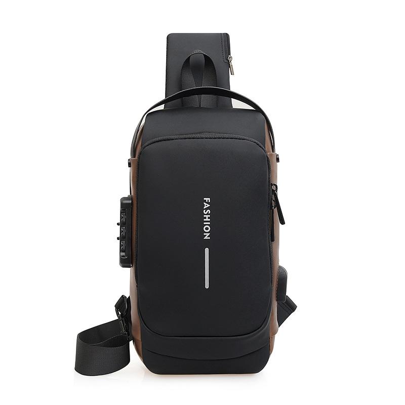 Men's Multifunctional Crossbody Bag with Anti-theft Lock - Versatile Chest and Shoulder Bag with Modern Texture.