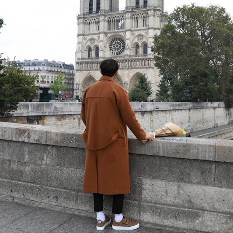 

Мужское длинное утолщенное теплое шерстяное пальто Мужское модное свободное шерстяное пальто 2XL