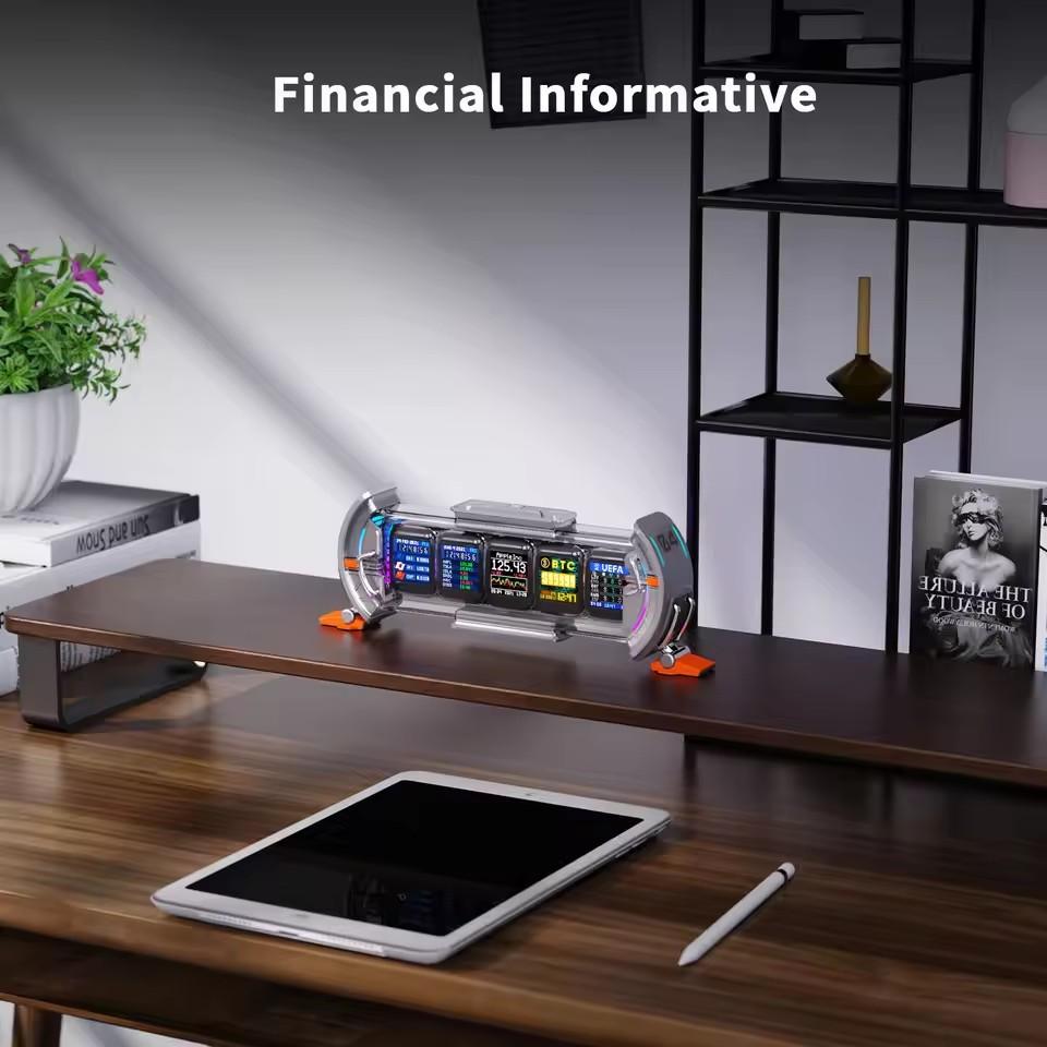 Konfiguracja Pokoju Gracza Zegar Cyfrowy ze Sterowaniem Smart APP, Połączenie WiFi, Wyświetlacz LED RGB, Wystrój Biura Cyberpunk