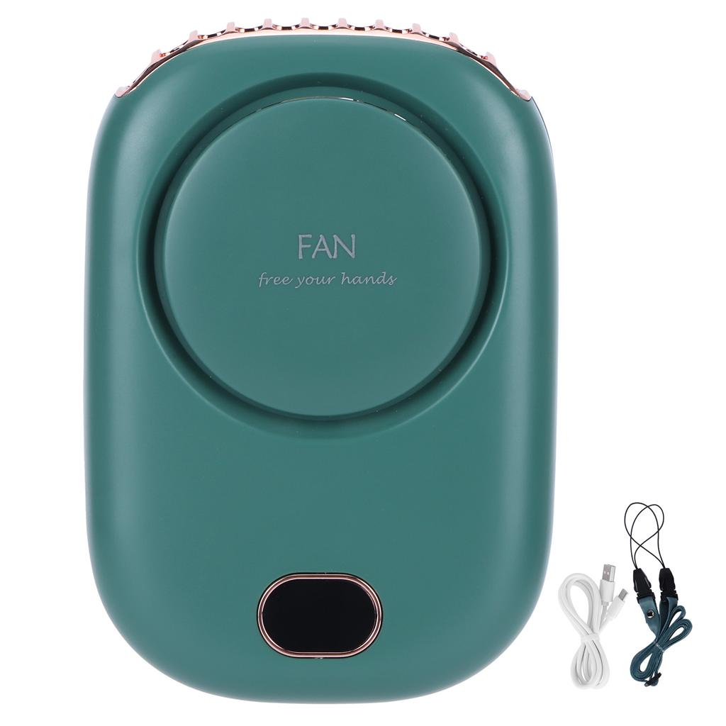 Mini Electric Fan Portable USB Charging Neck Hanging Bladeless Fan for Outdoor Sports TravelGreen