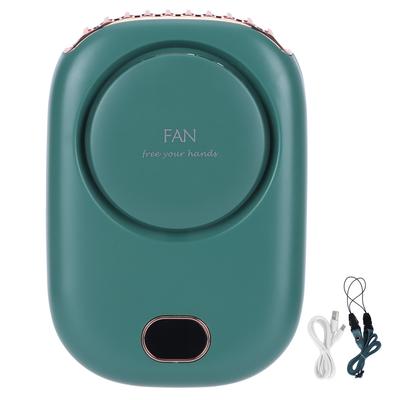 Mini Electric Fan Portable USB Charging Neck Hanging Bladeless Fan for Outdoor Sports TravelGreen