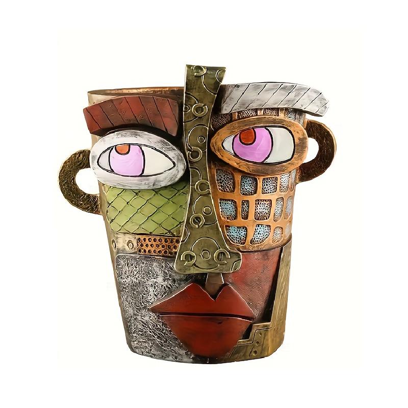 12.5x12x9cm Flower Arrangement Picasso Style Resin Flower Pot Home Decor Abstract Human Face Design Artistic Home Decor Luxury 1PC
