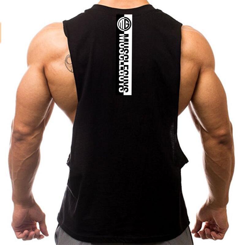 Muscleguys Herren Laufshirts Atmungsaktiv Fitnessstudio Bodybuilding Kleidung Sommer Baumwolle Ärmellose Tanktops Training Muskel Jogging Tanktops