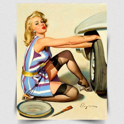 METAL SIGN WALL PLAQUE CAR GARAGE PIN UP GIRL ELVGREN Retro Vintage style printAluminum 20x30cm(7.8x11.8inch)