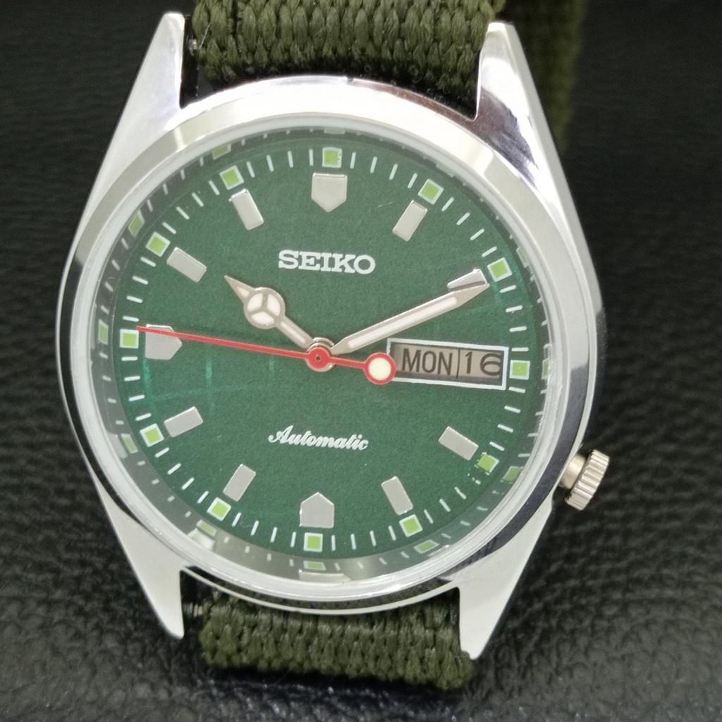 REFURBISHED VINTAGE SEIKO AUTOMATIC JAPAN MENS GREEN DIAL WATCH A433576-2 R117-a433576