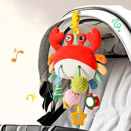 Car Seat Toy Baby Crab Pull Toy Soft Cloth Activity Toy Clip-on