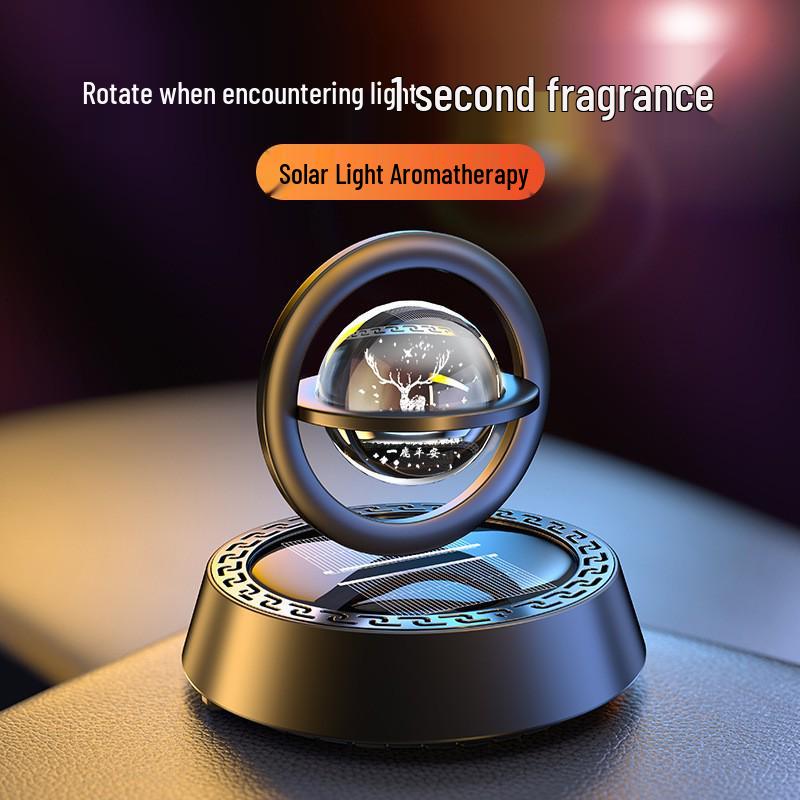 One Road Solar-Powered Rotating Dashboard Air Freshener Ornament for Car Interiors
