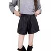 Women's Fall Spring Outer Wear Elastic Waist High Waisted Slimming A-Line Wide Leg PU Leather Shorts Petite Base Pants Mini Shorts