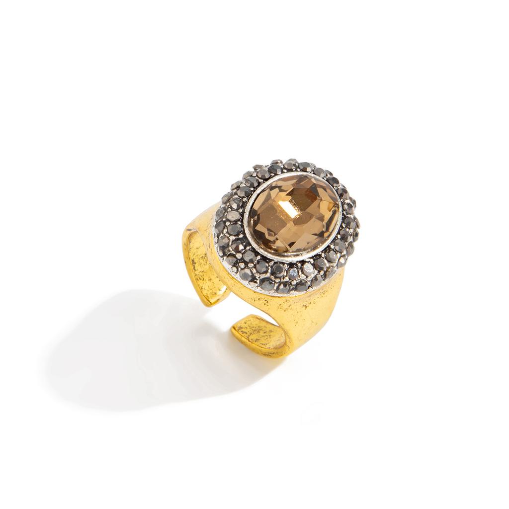 Vintage Square Acrylic Diamond Ring, Fashionable Geometric Imitation Gemstone Ring, Index Finger Ring