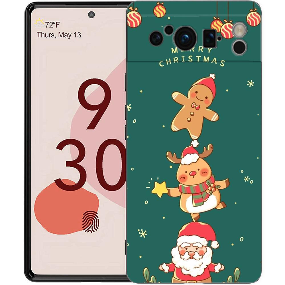 

Рождественский чехол для телефона Санта-Клауса для Google Pixel 8 7 6 Pro 6A 7A 5G Мягкий силиконовый противоударный чехол TPU черного цвета TPU Fundas Pixel 8