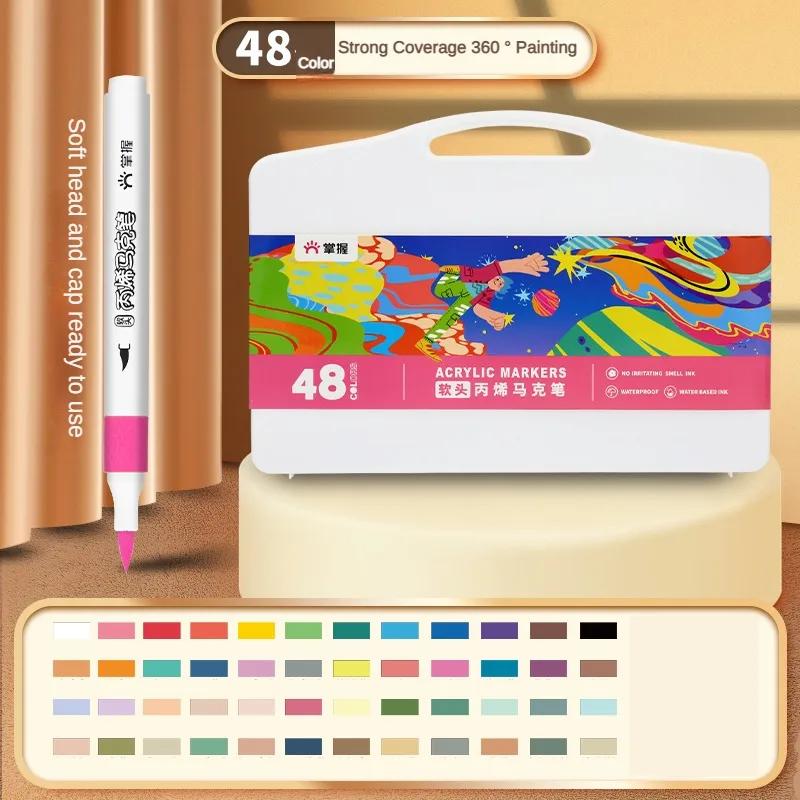12/24/36/48/60 Colors Marker Hard/Soft Tip Opaque Color Layering Color Pen Art Supplies for Korean Stationery School Supplies