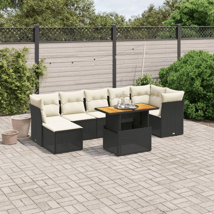 VidaXL Garden Lounge Set with Cushions 8 Pcs, Patio Sofas, Patio Furniture Set, Outdoor Furniture, Black 3275485