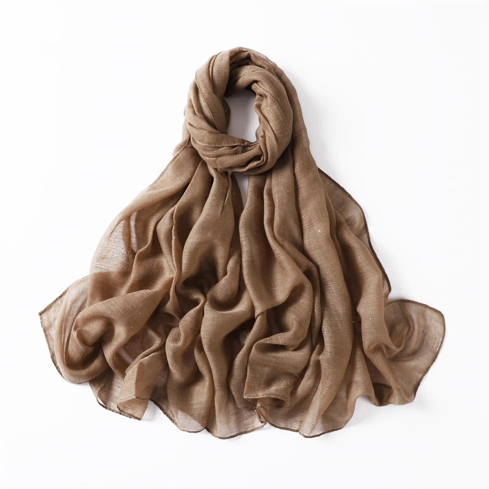 New Summer Shiny Voile Cotton Linen Women Scarf Girls Solid Sunscreen Thin Scarves Soft Foulard Shawl Casual Female Wrap Shawls