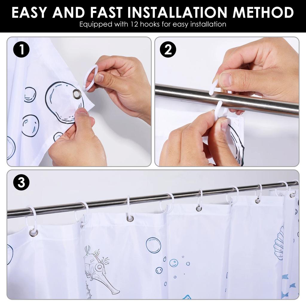 Turtle Shower Curtain Beach Starfish Themed Bathroom Curtain Practical Elegant Underwater Seahorse Bathroom Curtain for Bathroom