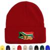 South Africa Flag Lion Warm Knit Cap Beanie, Patriotic Woman Cap Warm Thermal Solid Bonnet Knit Hat Beanie