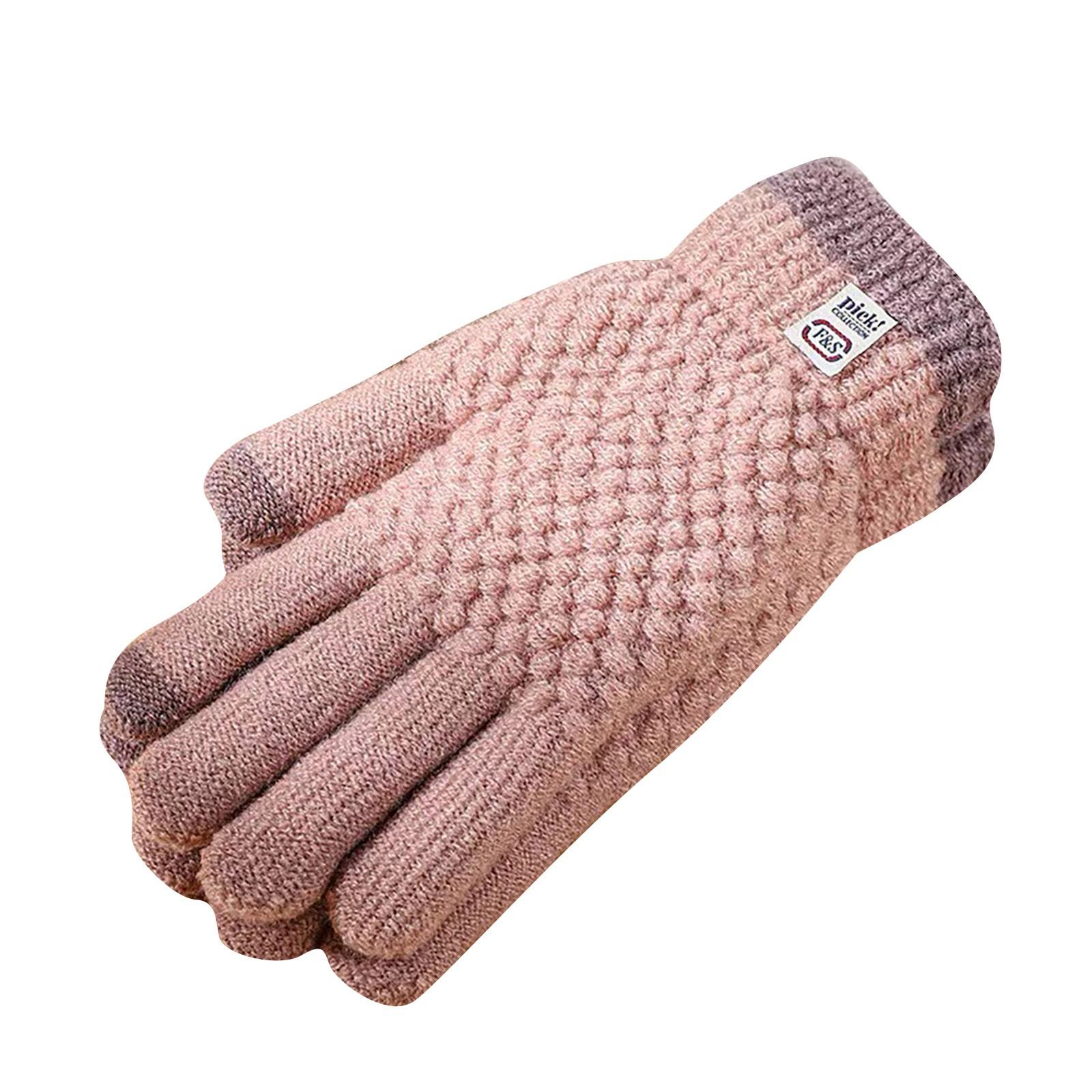 

Женские зимние перчатки с двумя пальцами, теплые вязаные перчатки на флисовой подкладке, аксессуары для холодной погоды One Size розовый