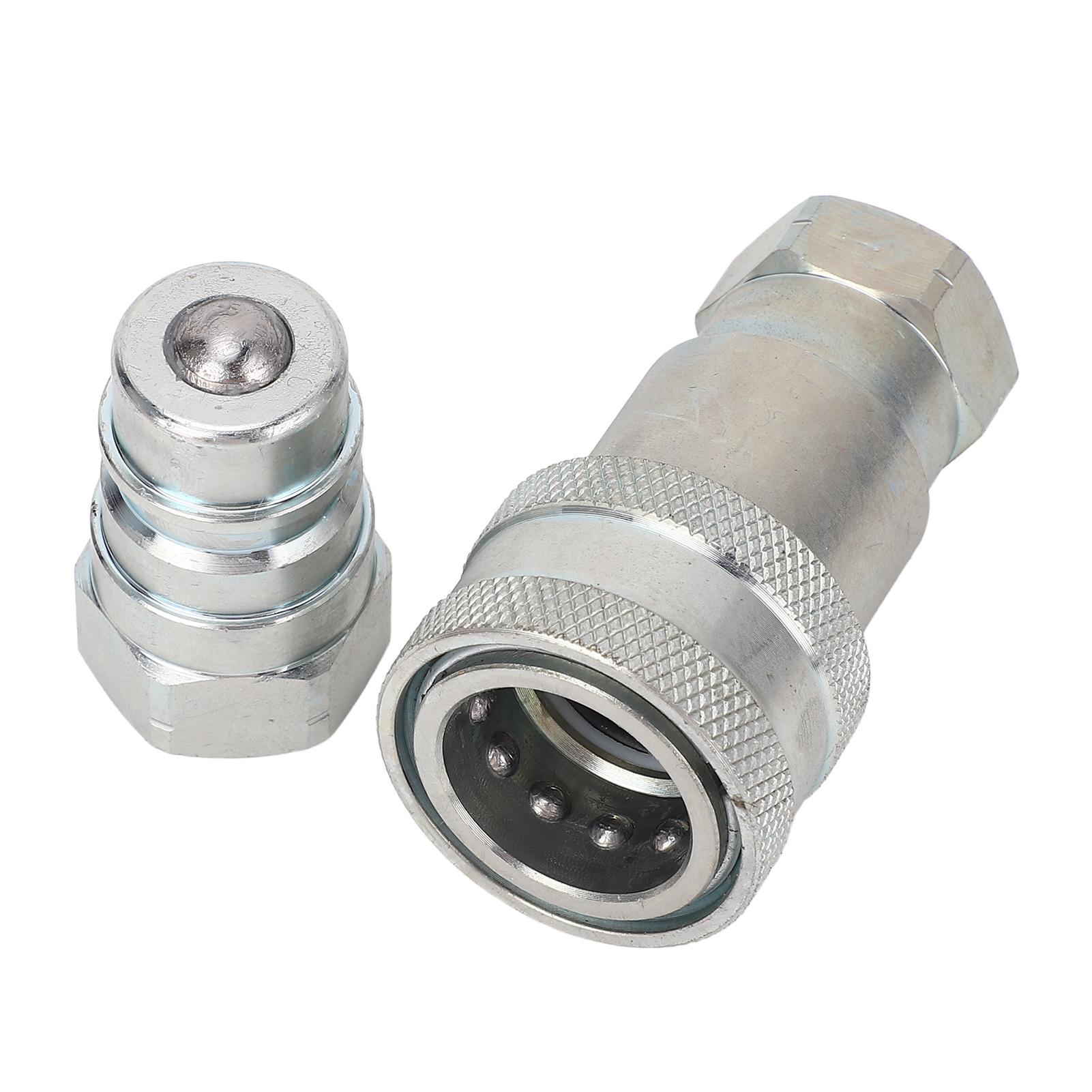 Coupleur Rapide Hydraulique 2 Pièces, Filetage NPT 3/8 pouce, Raccord Haute Pression Compatible ISO5675 4000 PSI pour Systèmes Hydrauliques de Machines de Construction