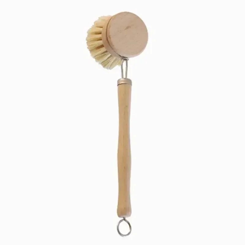 Bamboo Kitchen Cleaning Brush Natural Dishes Pots Pans Sink Washing Brush Eco-friendly Clean Scrubber Brush Cleaner