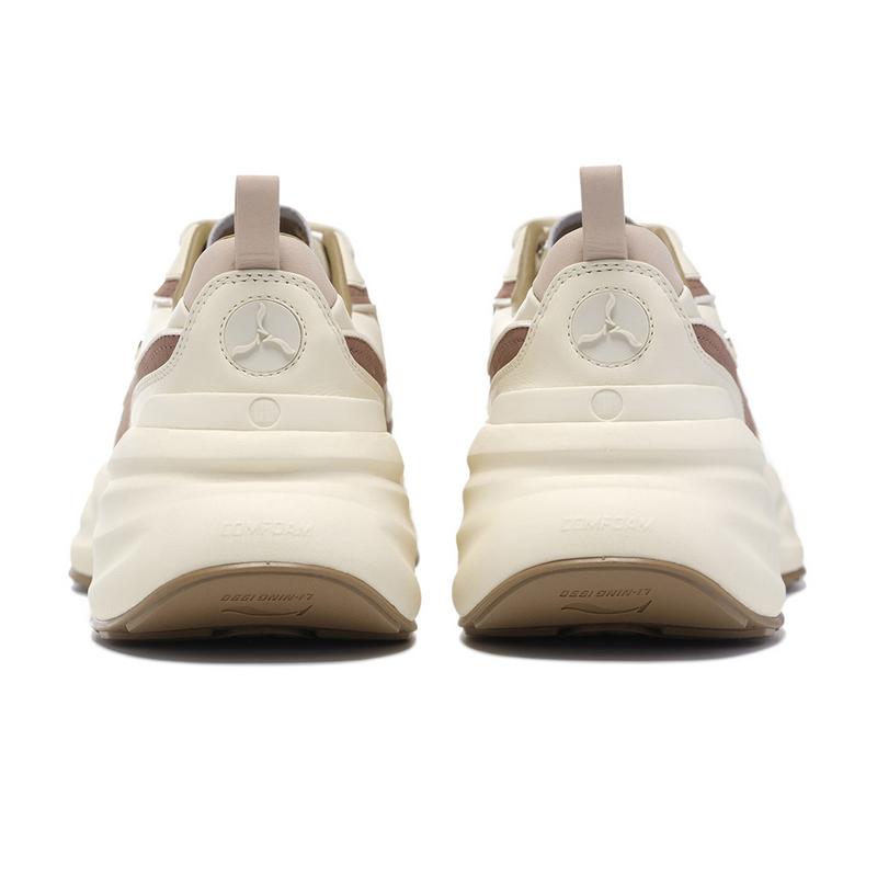Li-Ning 1990 Classic Series Cloud Dress Lightweight High Resilience Casual Shoes Women Sneakers Light-Antique-Yellow Cinnamon-Brown ALJU018-2