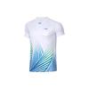 Li Ning T Shirts Men's White Crew Neck Moderate Straight Fit AAYQ067-2