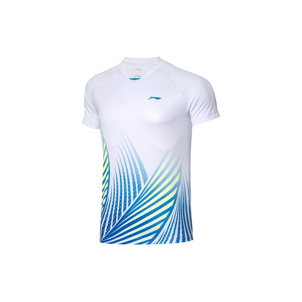 Li Ning T Shirts Men's White Crew Neck Moderate Straight Fit AAYQ067-2