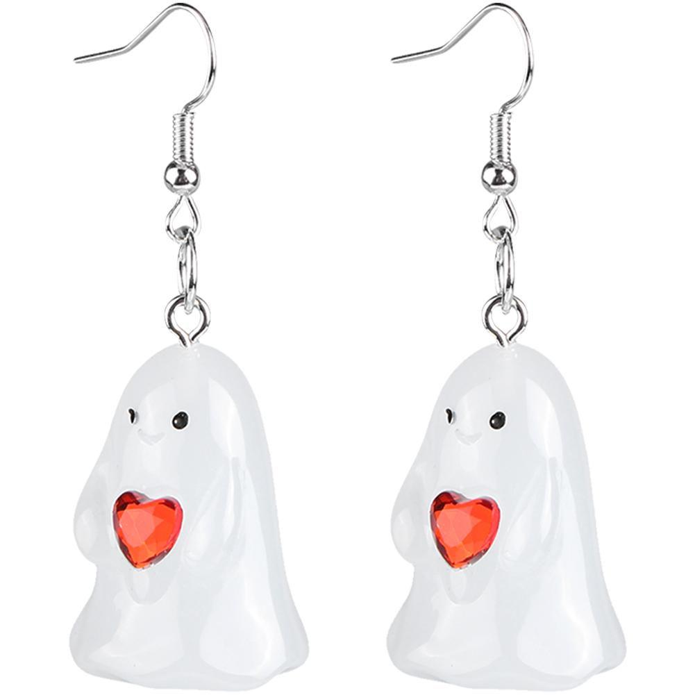 

Ожерелье и серьги с привидением на Хэллоуин, светящиеся в темноте, милые акриловые серьги-подвески в виде привидения для ювелирных подарков