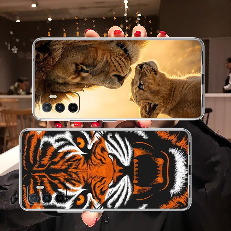 Tier Tiger Löwe Transparente Handyhülle für Samsung Galaxy A04 A04S A14 A23 A34 A54 M23 M33 M52 M53