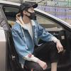 Men's Korean Style Slim Light Ripped Denim Baseball Jacket for Autumn and Winter