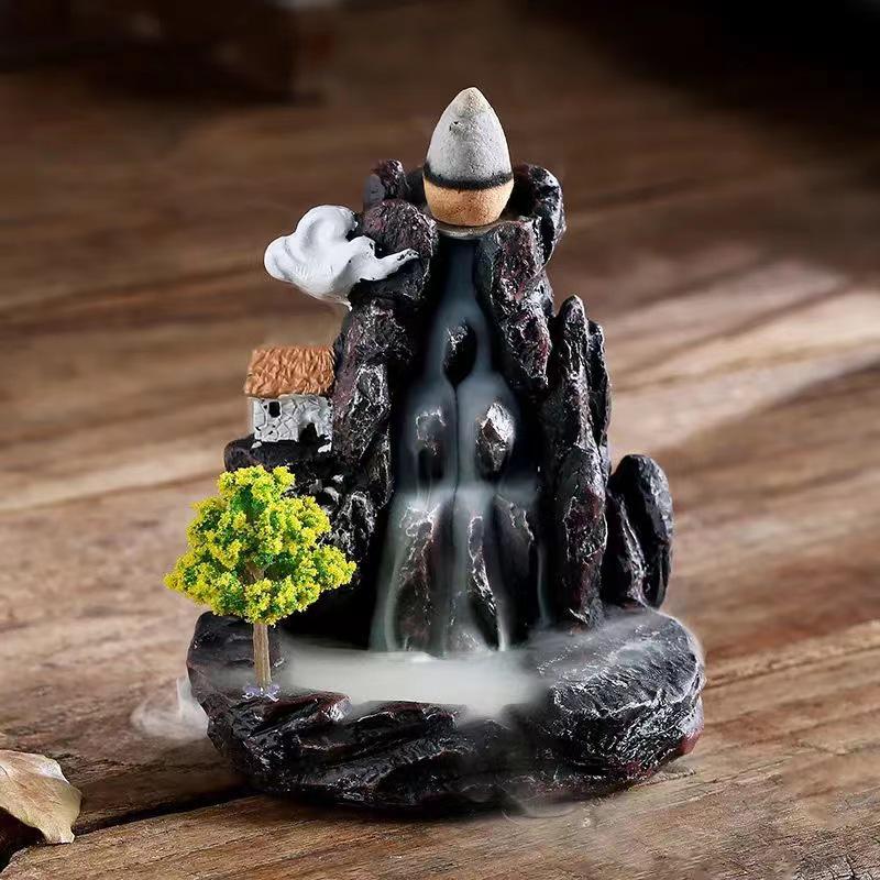 Zen Resin Backflow Incense Burner - Creative Ceramic Sandalwood Ornament for Home