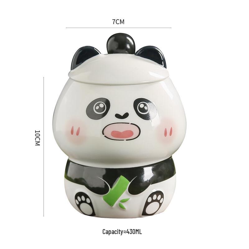 Geprägter Panda Keramikbecher mit Deckel und Löffel