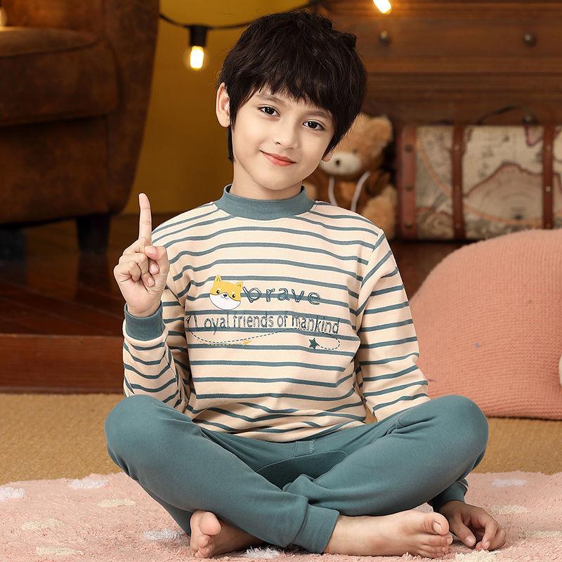 ew children's long ohns set boys older children baby bottoms children's clothing wholesale pajamas homewear tide