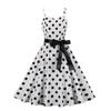 Vintage Polka Dot A Line Dress With 3d Pattern V Neck Sleeveless For Casual Wear