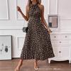Womens 2025 Leopard Print V-Neck Backless Slip Dress High Waist Flowy Maxi
